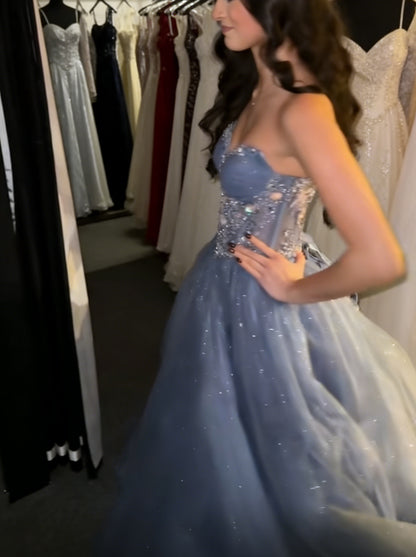 Strapless Sweetheart Tulle Ball Gown with Corset Back