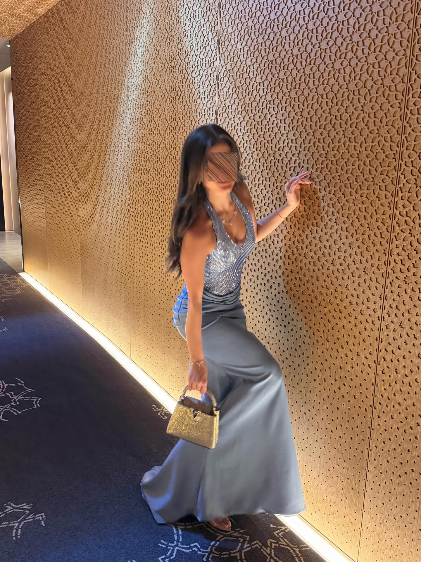 Halter Neck Mermaid Evening Gown with Corset Back