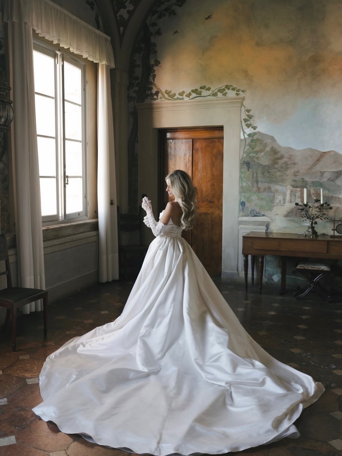 Strapless Satin Ball Gown Wedding Dress