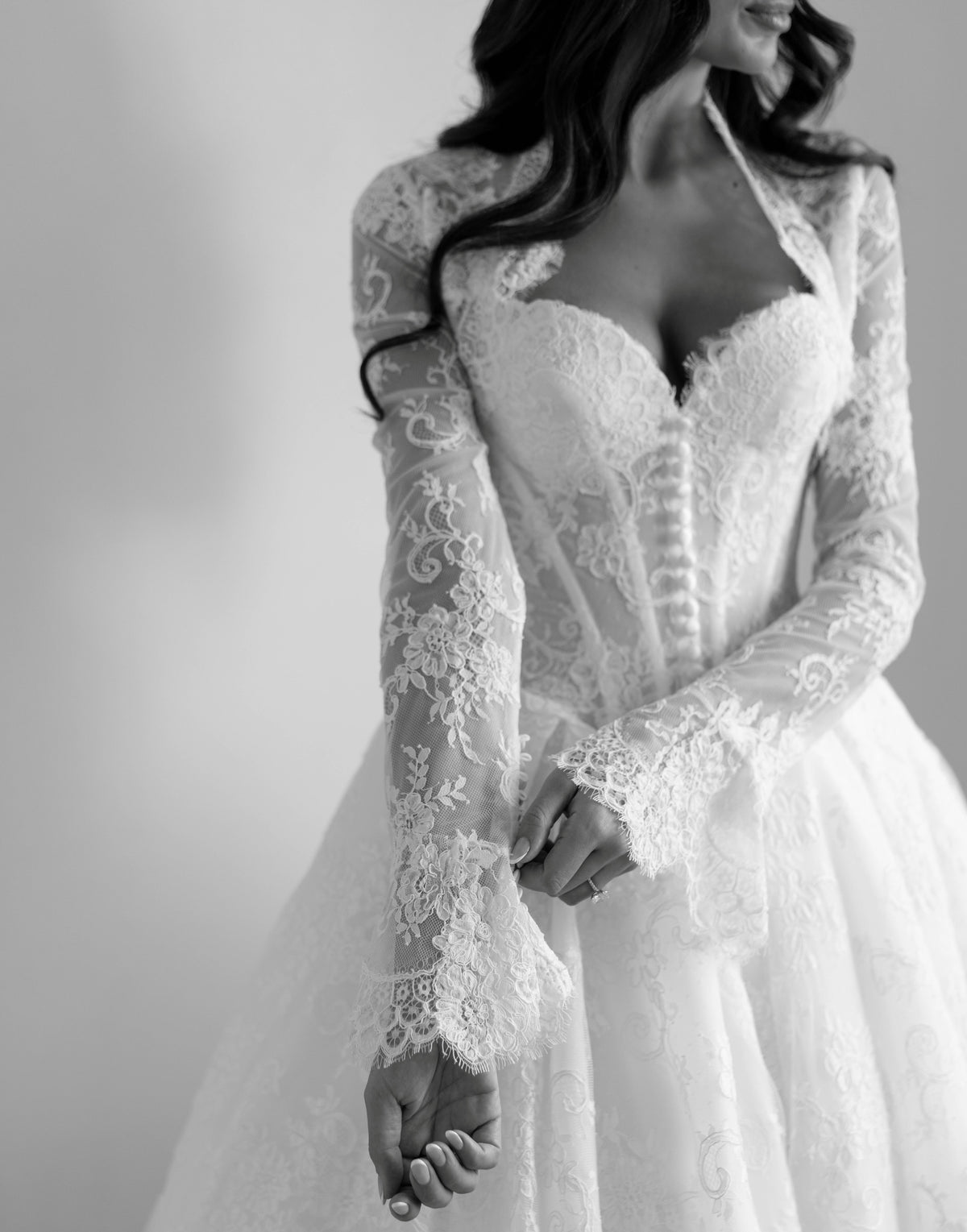 Lace Ball Gown Wedding Dress with Long Sleeves