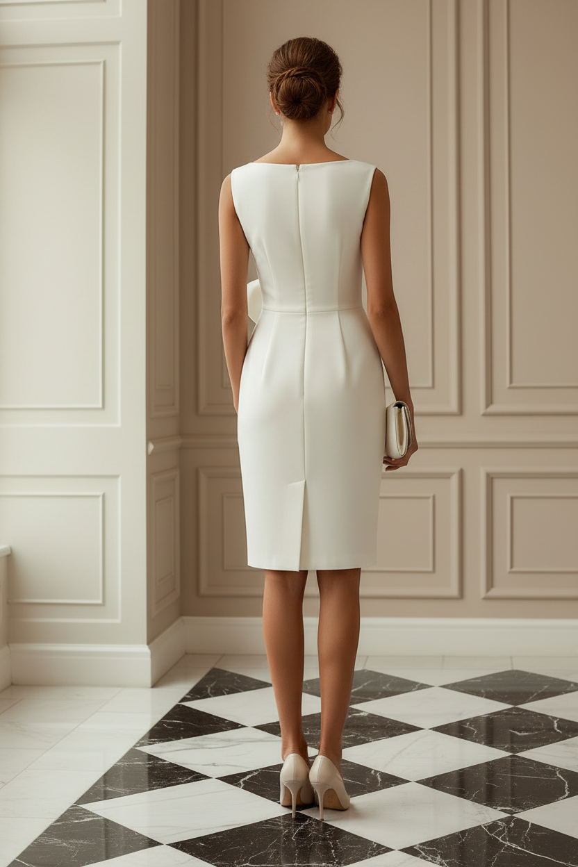 Oversized Bow Sheath Cocktail Dress
