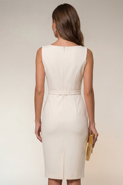 Sleeveless Bateau Knee-Length Sheath Dress