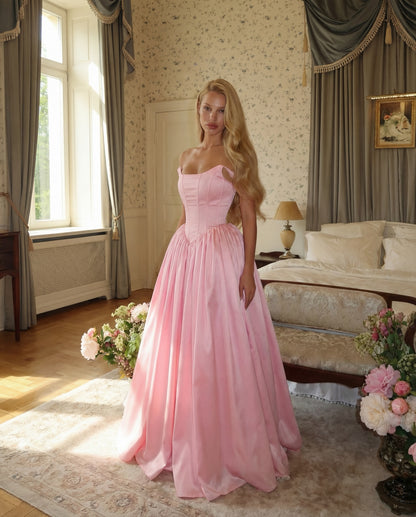 Off-the-Shoulder Satin Corset Ball Gown