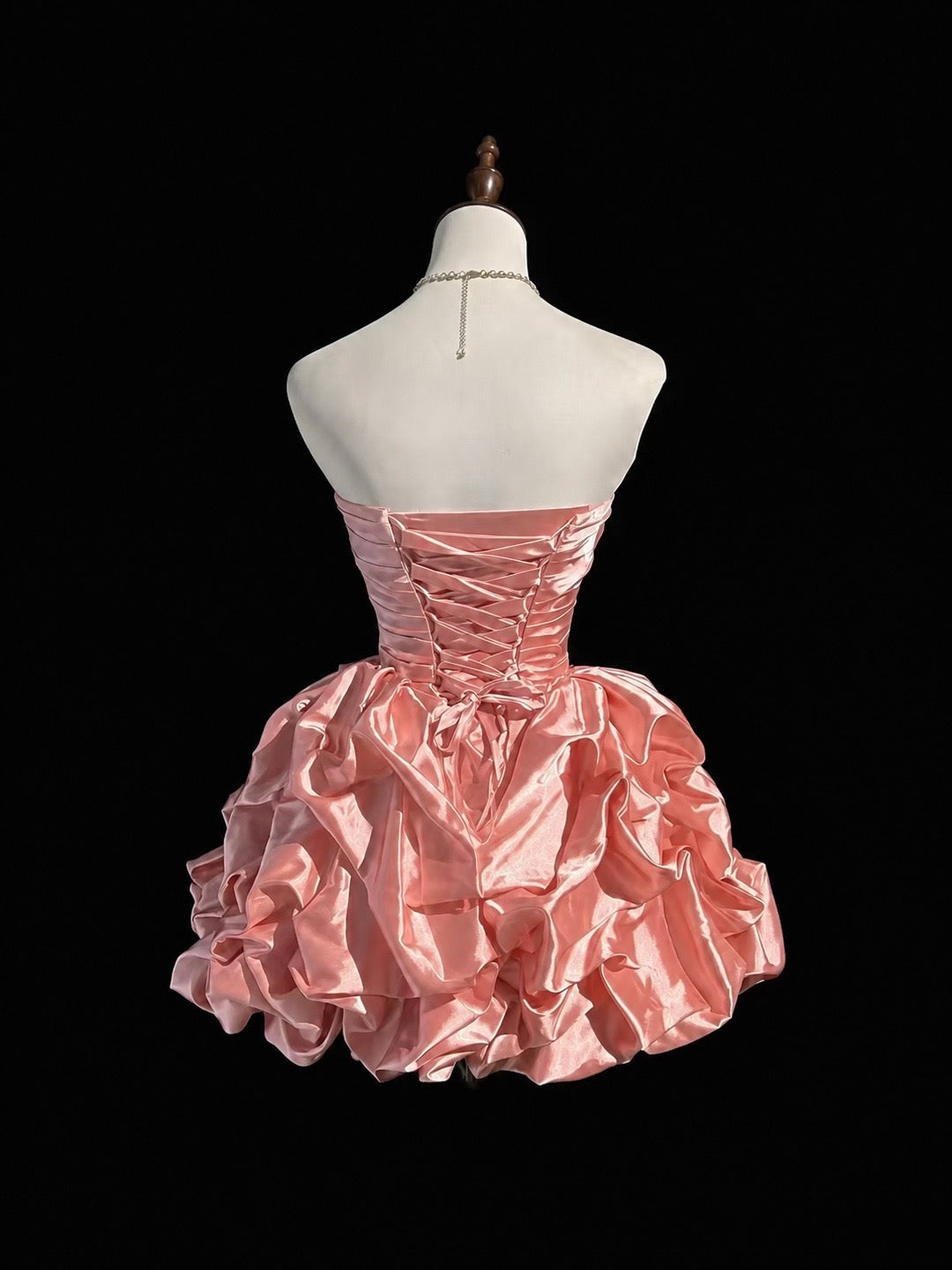 Strapless Satin Bubble Skirt Homecoming Dress
