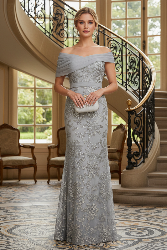 Off-the-Shoulder Sequin Mermaid Evening Gown