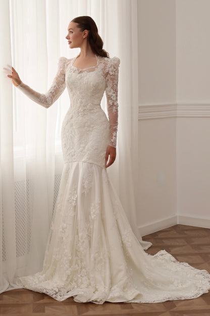 Lace Long Sleeve Mermaid Wedding Dress