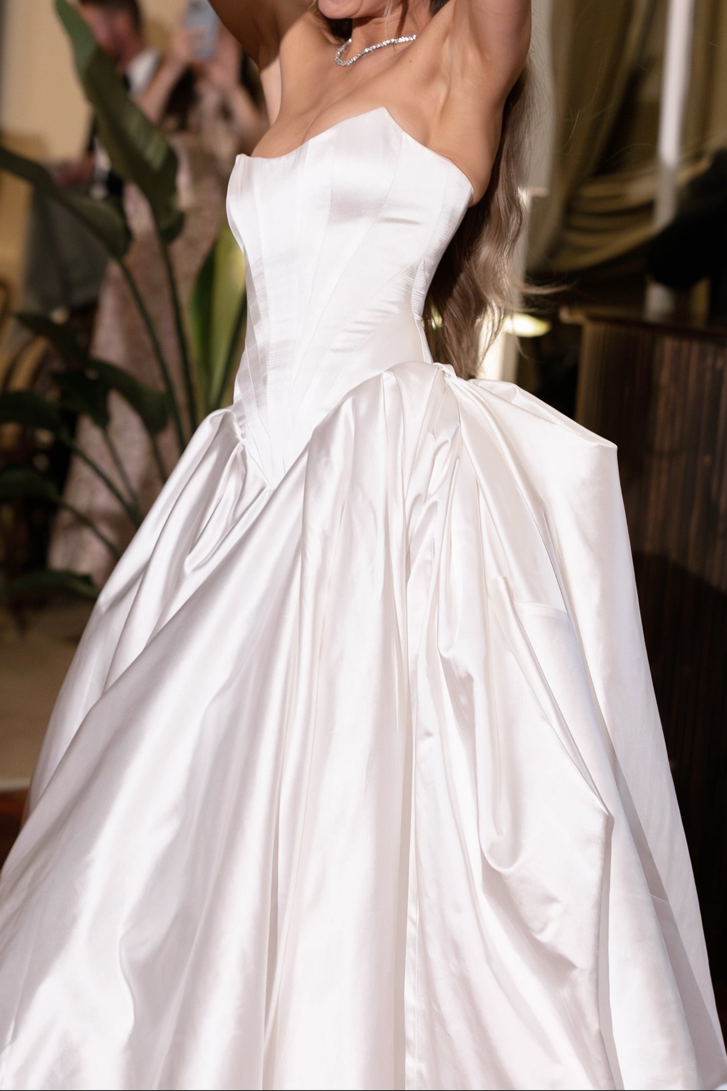 Strapless Basque Waist Ball Gown Wedding Dress