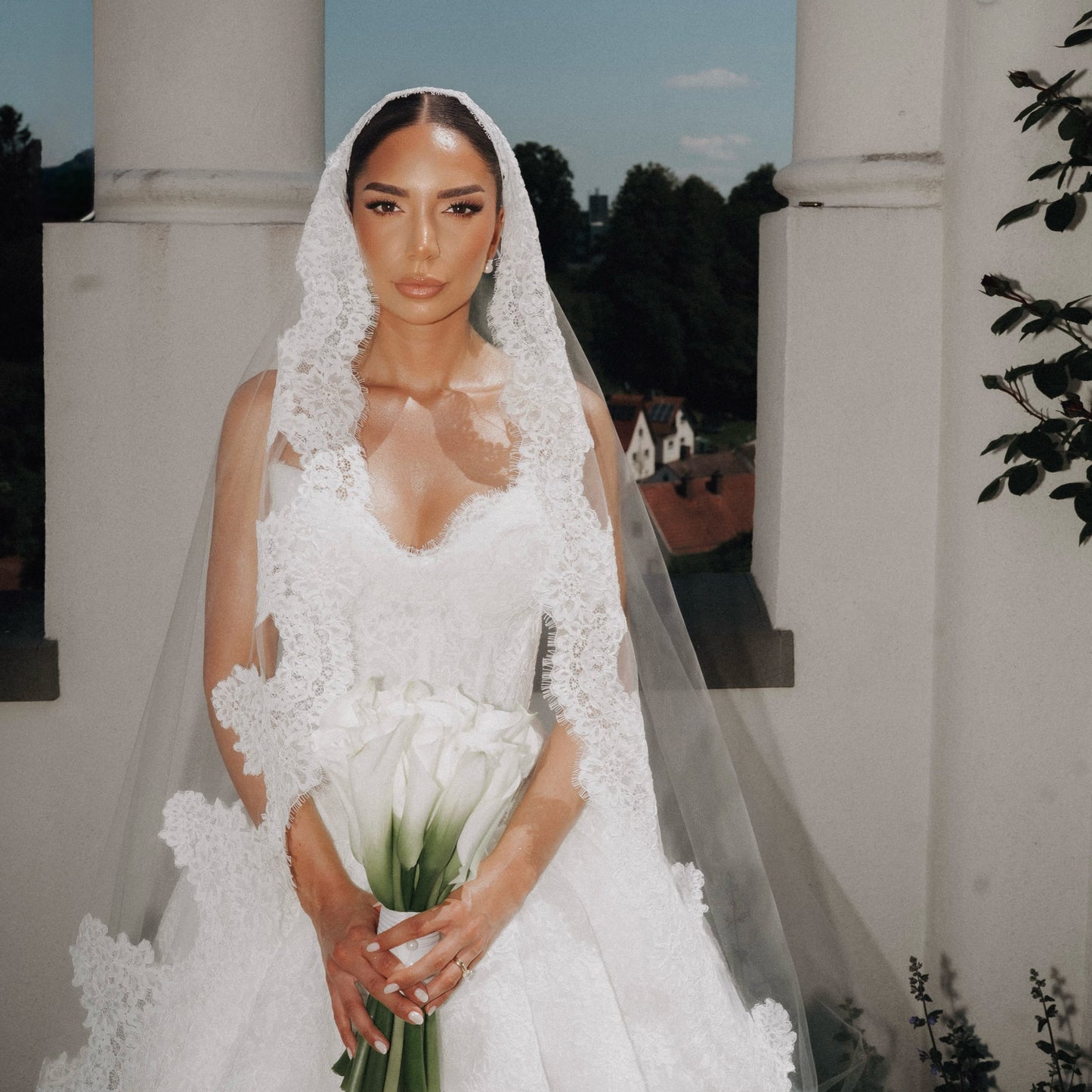 Strapless Lace Corset Ball Gown Wedding Dress