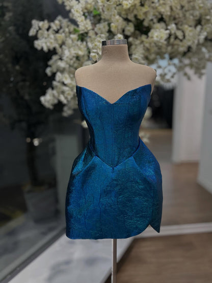Sculpted Strapless Metallic Mini Dress