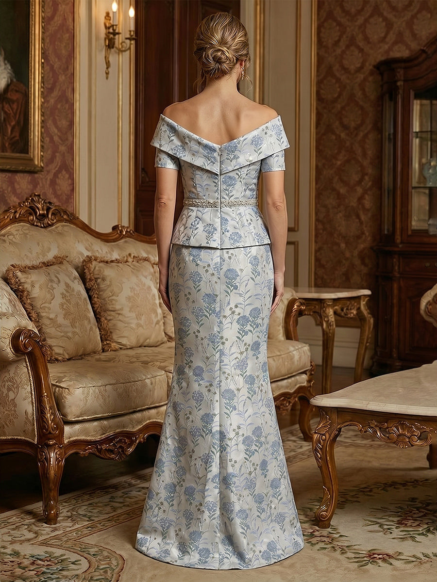 Off-The-Shoulder Peplum Mermaid Evening Gown