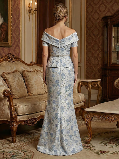 Off-The-Shoulder Peplum Mermaid Evening Gown