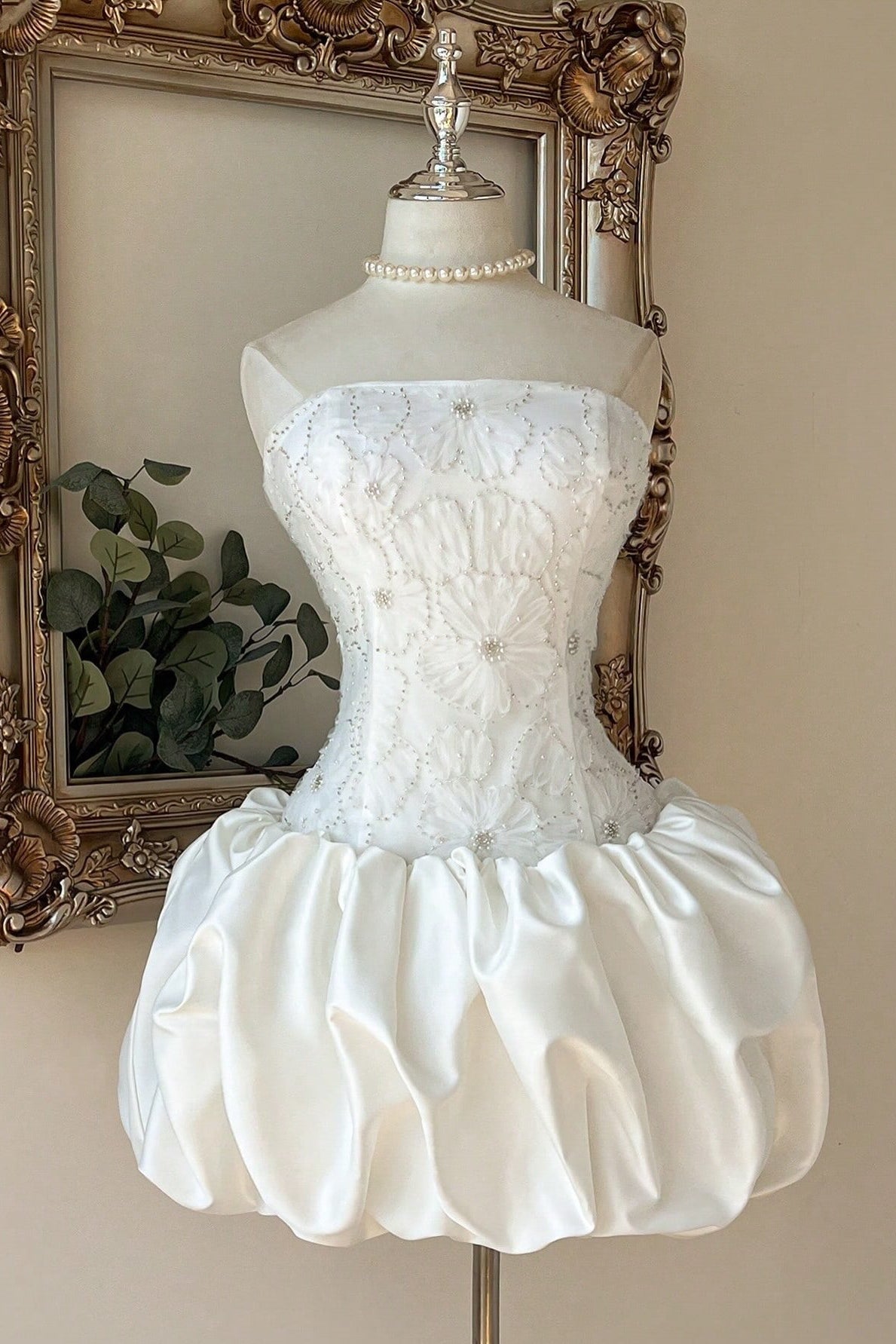 Strapless Corset Bubble Skirt Mini Dress