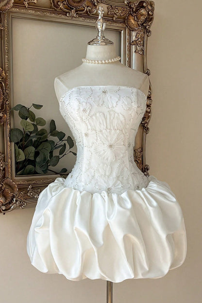 Strapless Corset Bubble Skirt Mini Dress