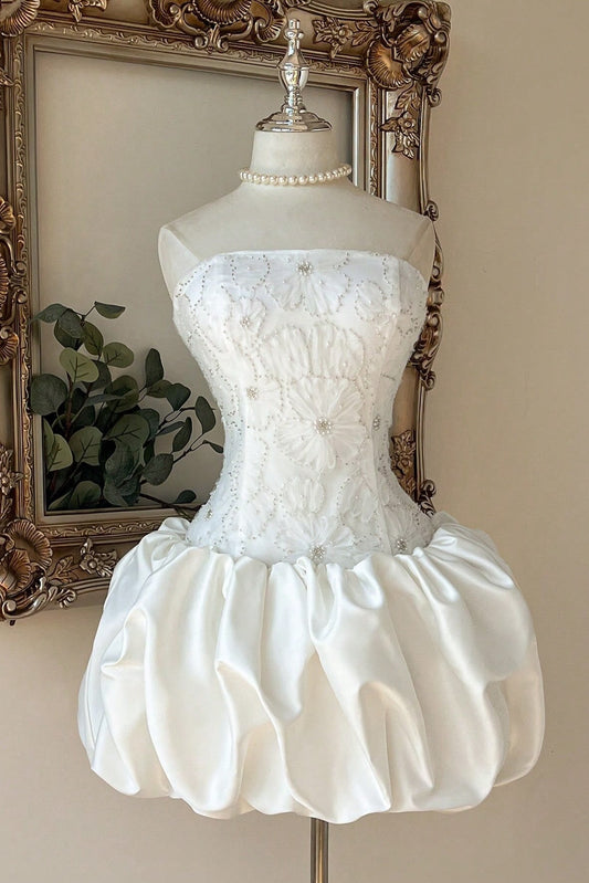 Strapless Corset Bubble Skirt Mini Dress