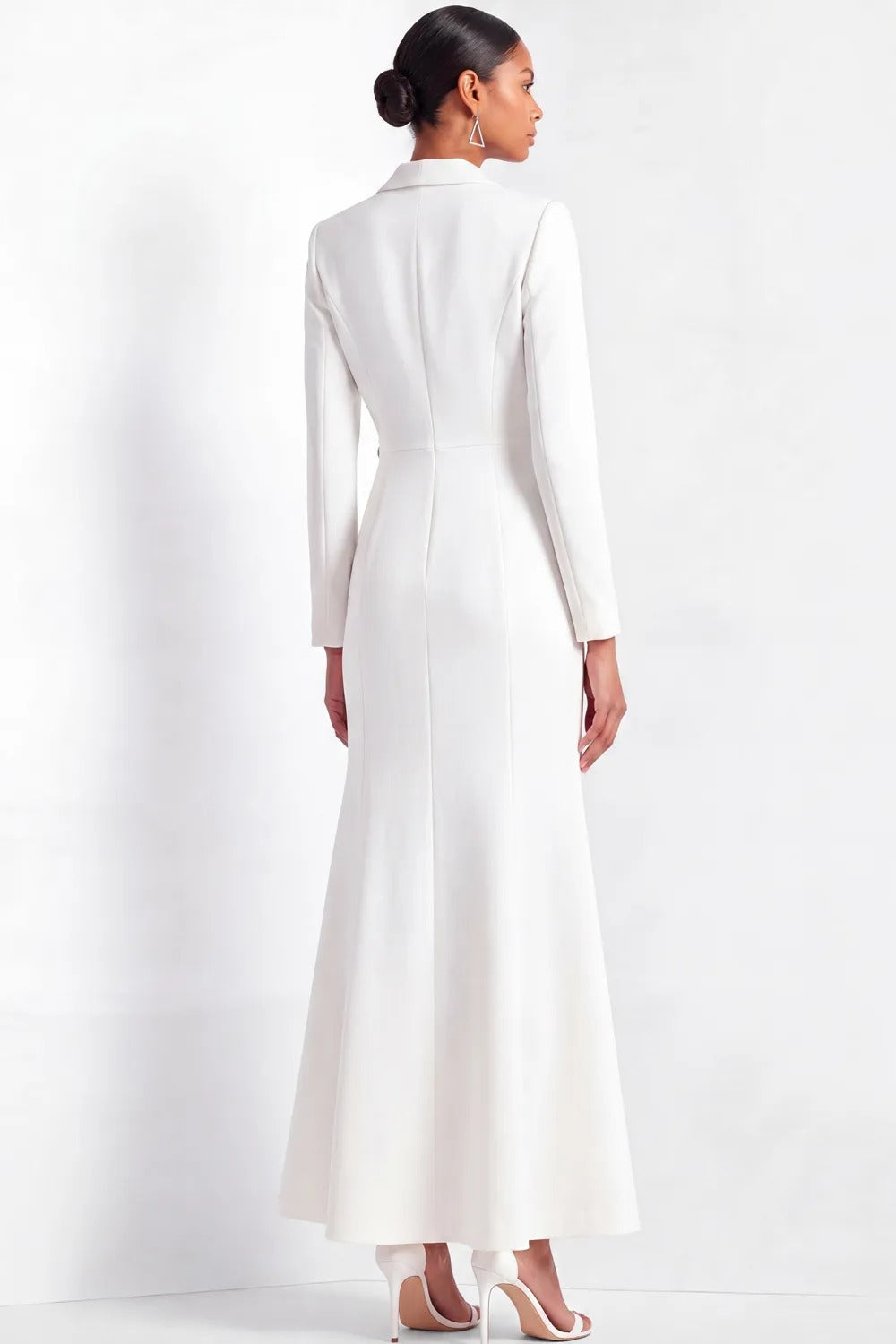 Tuxedo Blazer Gown with 3D Flower Accent
