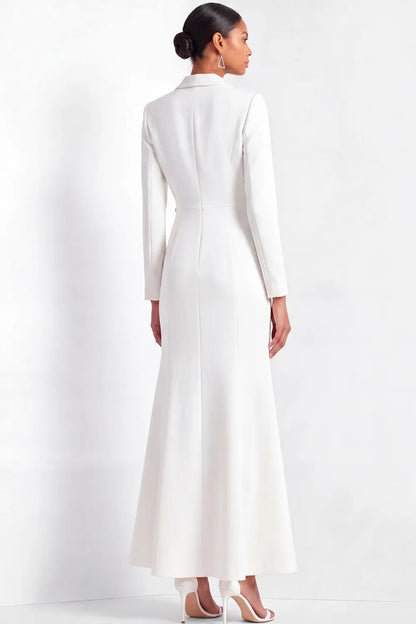 Tuxedo Blazer Gown with 3D Flower Accent