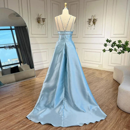 Beaded Strappy Gown with Overskirt