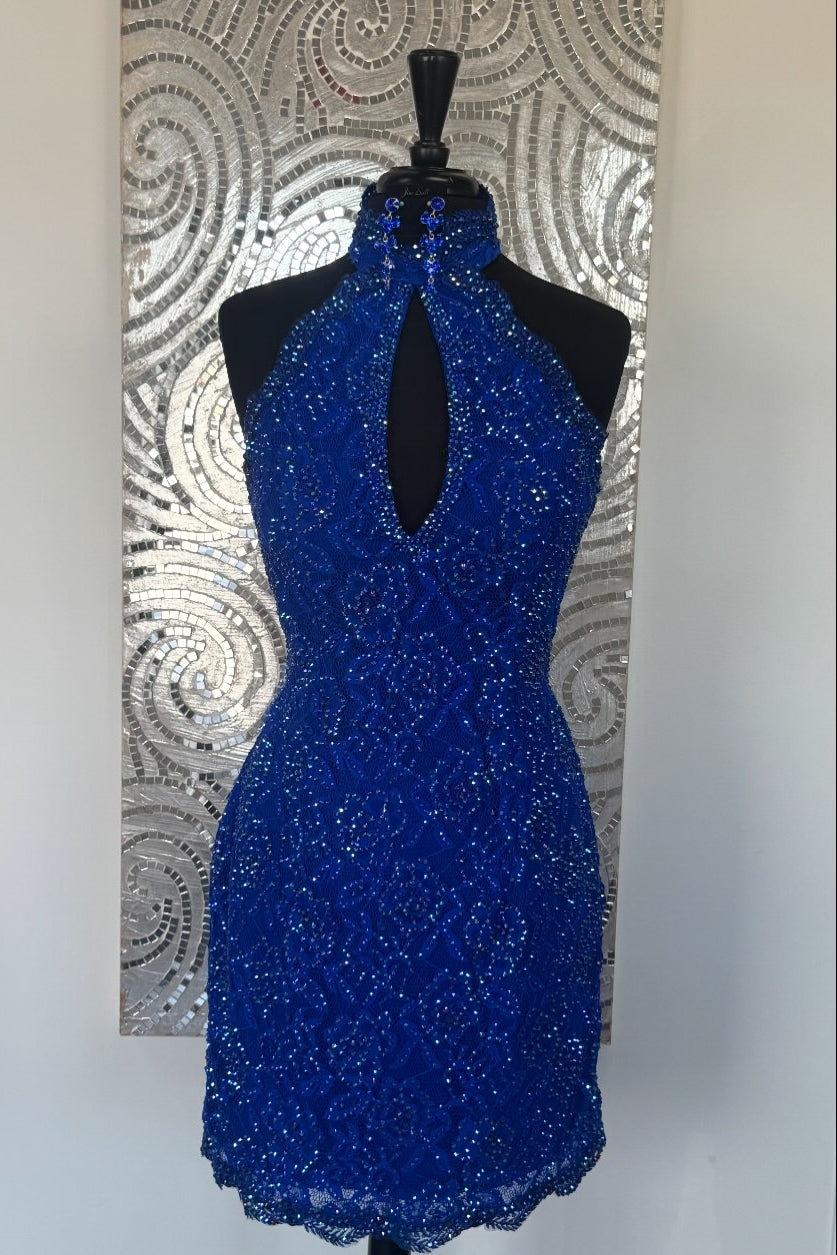 Sequin Halter Keyhole Bodycon Mini Dress
