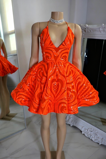 Deep V-Neck Halter Backless A-Line Party Dress