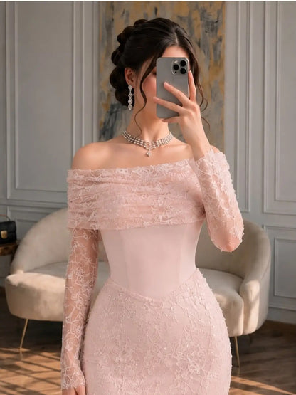 Off-the-Shoulder Lace Mermaid Gown