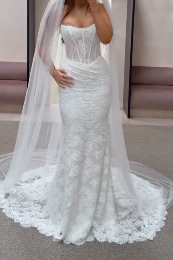 Corset Lace Mermaid Wedding Dress