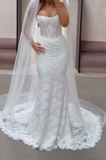 Corset Lace Mermaid Wedding Dress