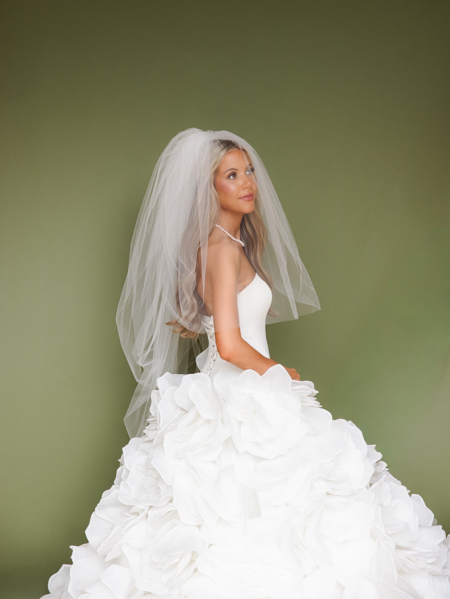 Strapless Ruffled Petal Ball Gown Wedding Dress