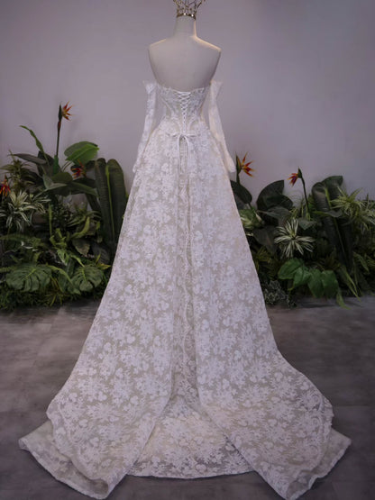 Off Shoulder Lace Corset A-Line Wedding Gown
