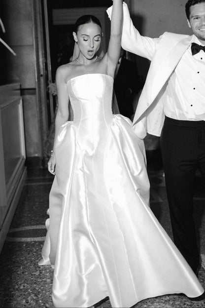 Strapless Basque Waist Ball Gown Wedding Dress