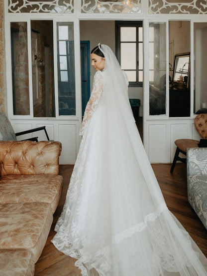 High Neck Lace A-Line Wedding Dress