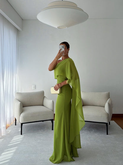 Elegant One-Shoulder Asymmetrical Evening Gown