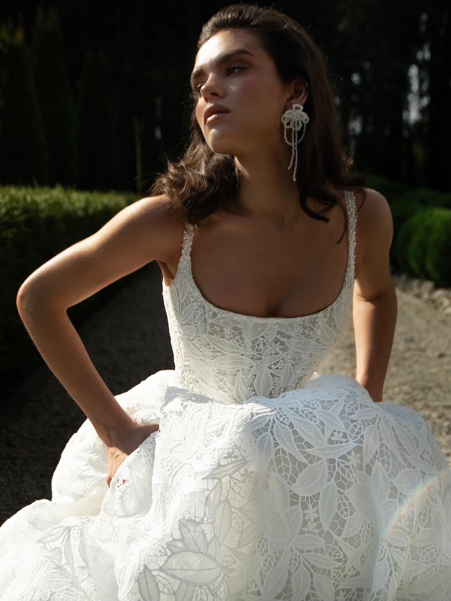 Square Neck Corset Lace A-Line Wedding Dress