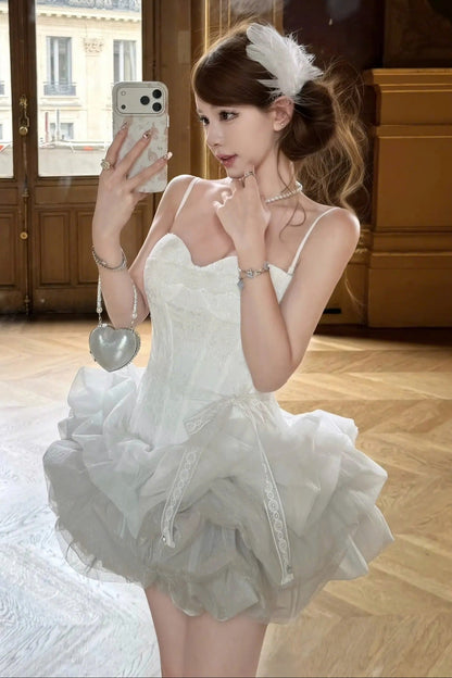 Sweetheart Corset Organza Bubble Mini Dress
