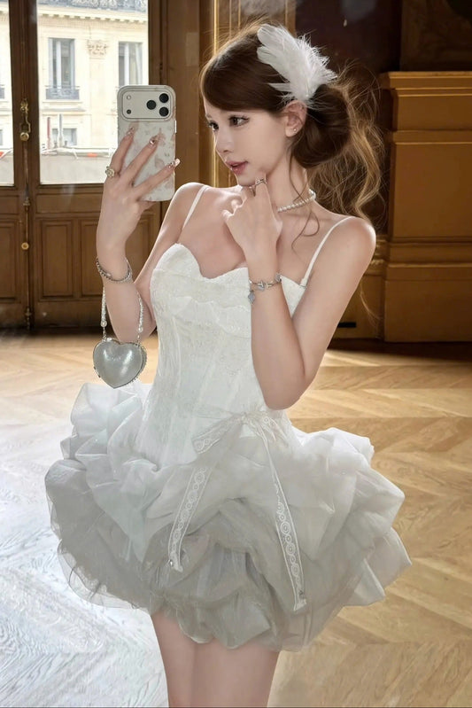 Sweetheart Corset Organza Bubble Mini Dress