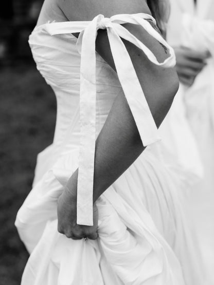 Tiered Off-the-Shoulder A-Line Wedding Dress