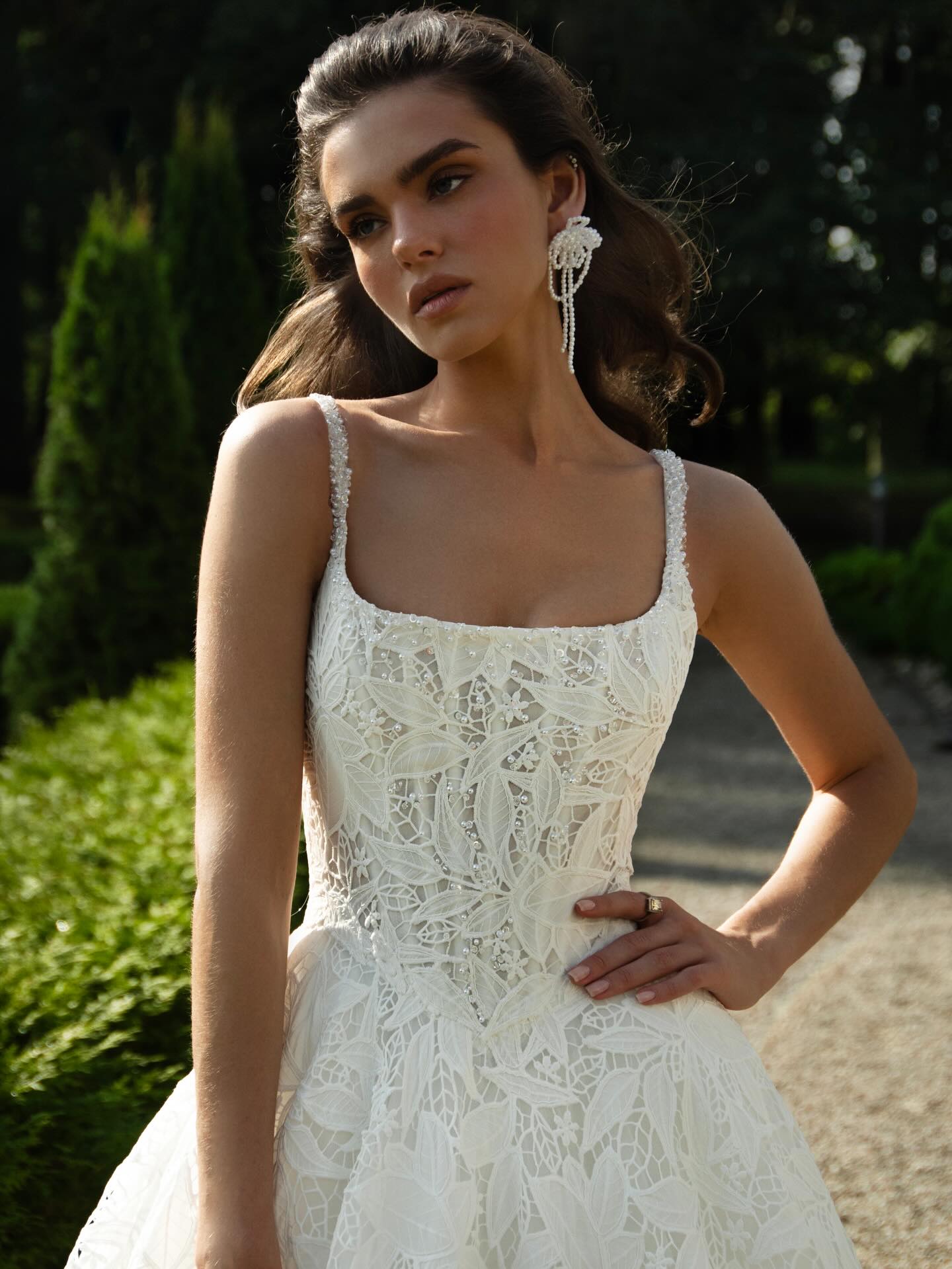 Square Neck Corset Lace A-Line Wedding Dress