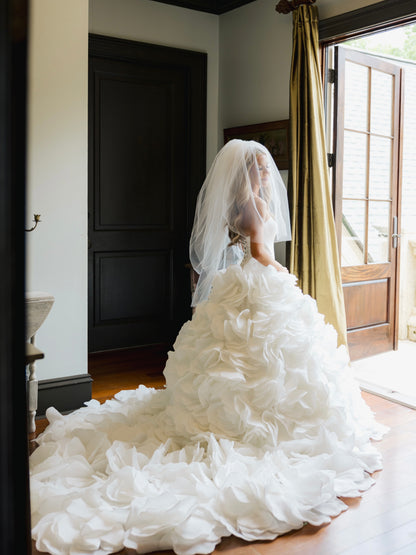 Strapless Ruffled Petal Ball Gown Wedding Dress