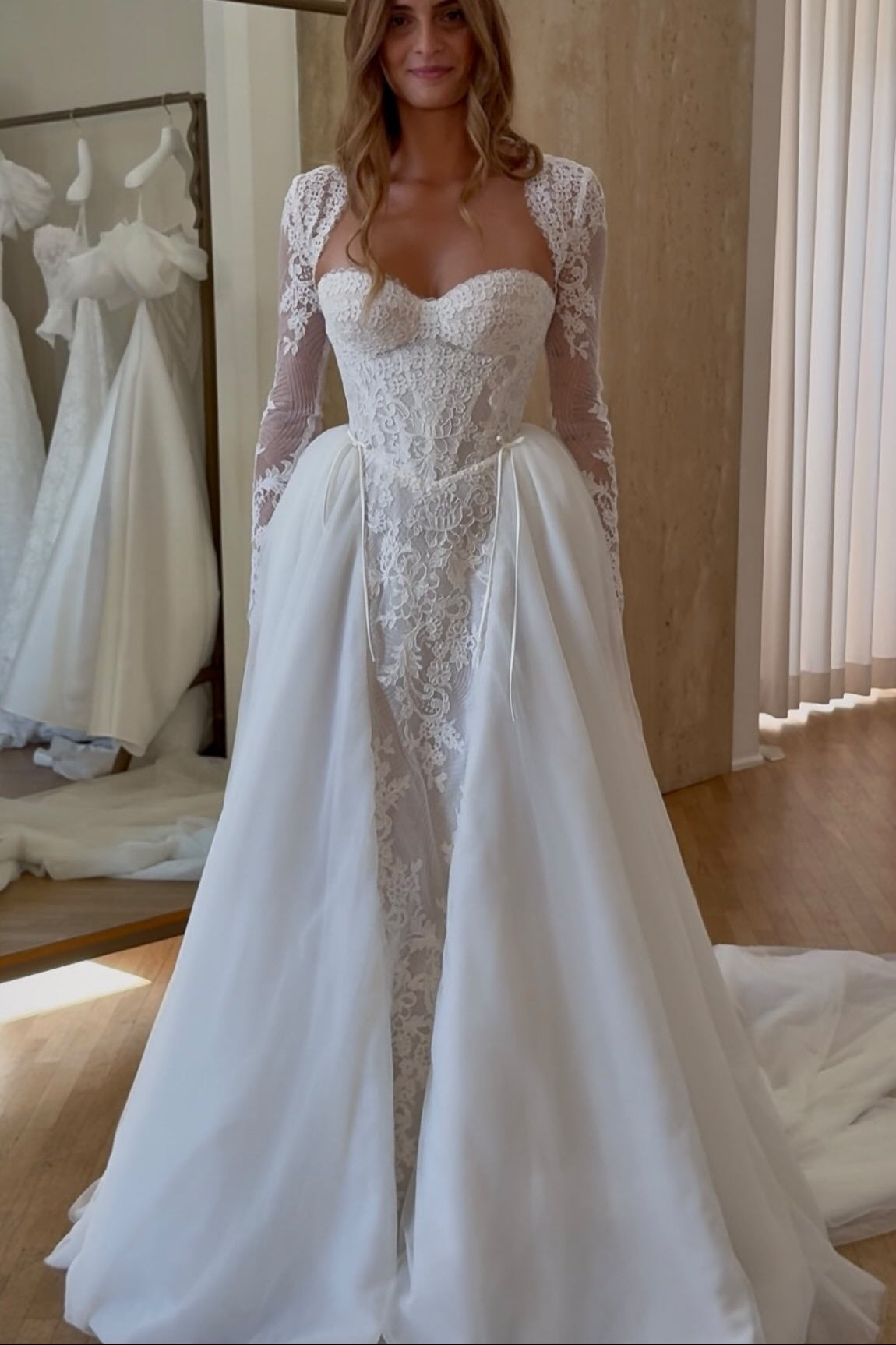 Lace Corset Wedding Dress with Overskirt