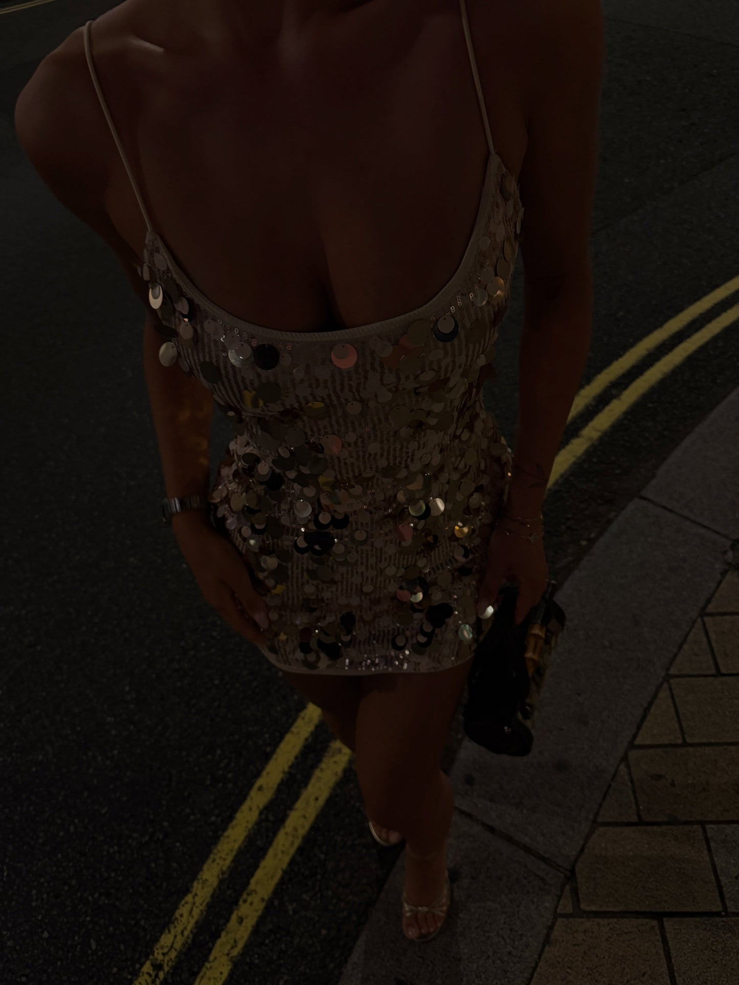 Sequin Bodycon Mini Dress with Spaghetti Straps