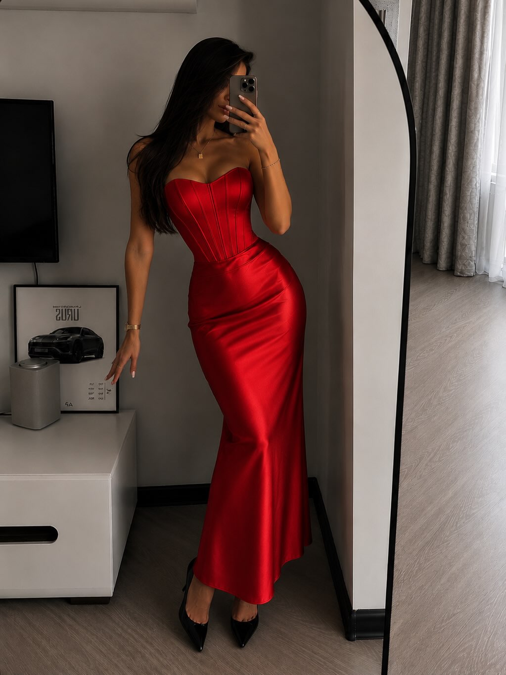 Strapless Corset Satin Mermaid Maxi Dress