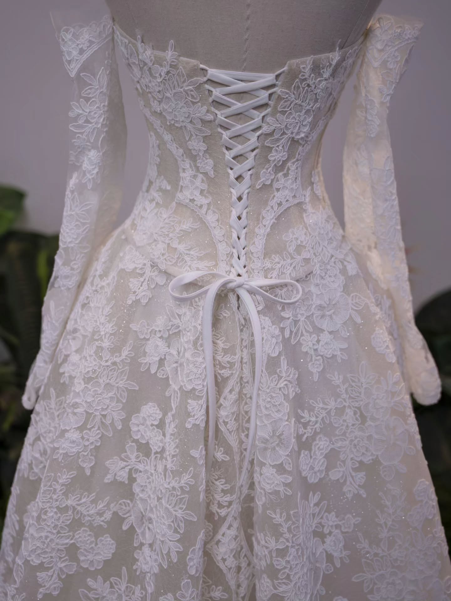 Off Shoulder Lace Corset A-Line Wedding Gown