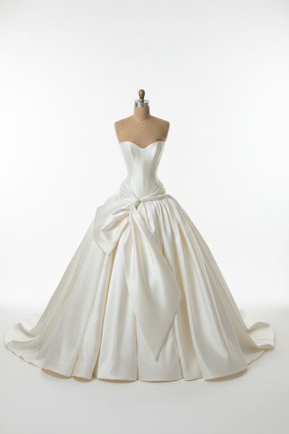 Strapless Ball Gown Wedding Dress with Draped Bow