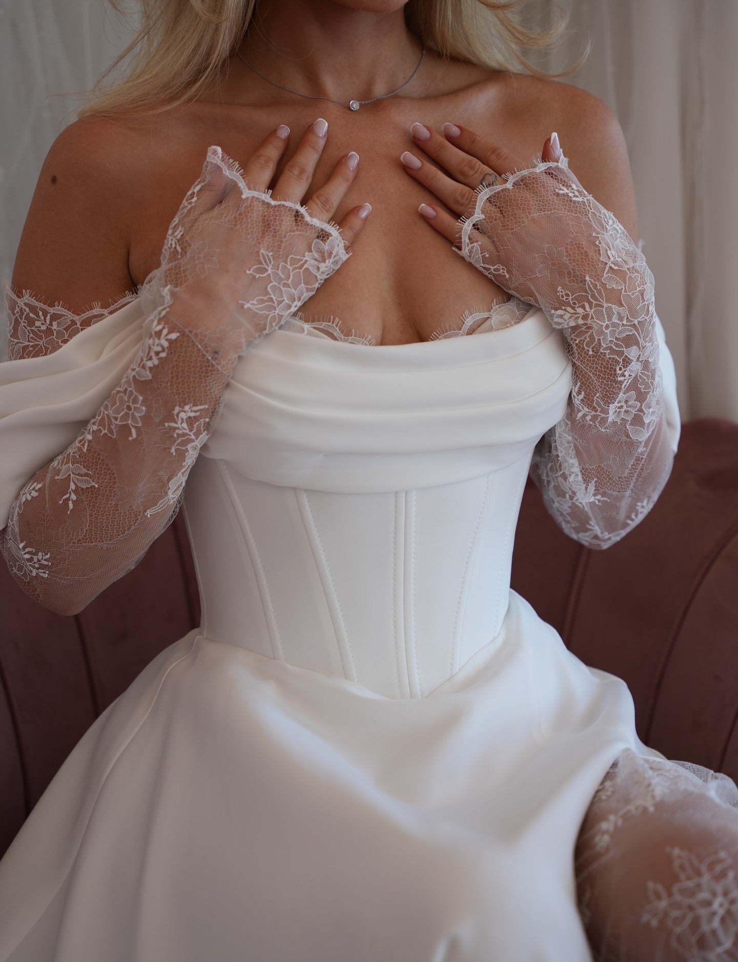 Corset A-Line Wedding Dress with Lace Slit