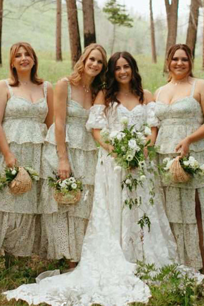 Off-the-Shoulder Lace A-Line Wedding Dress with Slit