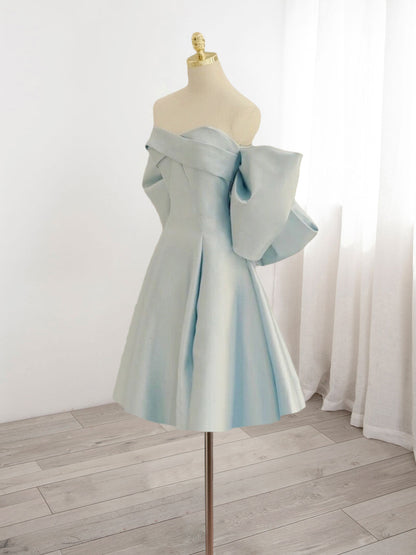 Off-the-Shoulder A-Line Mini Dress with Statement Bow