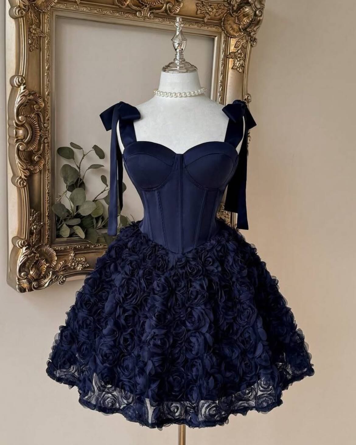 Sweetheart Corset Mini Dress with 3D Floral Skirt