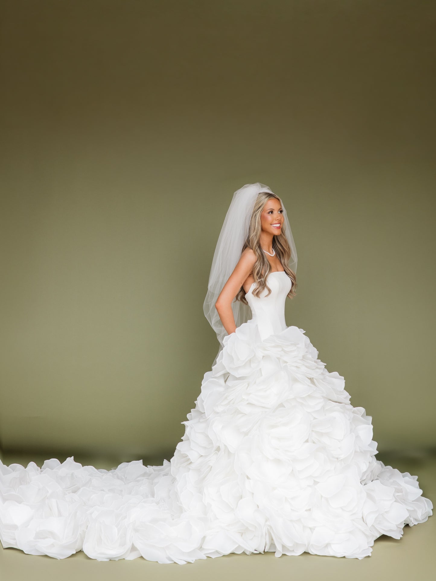 Strapless Ruffled Petal Ball Gown Wedding Dress