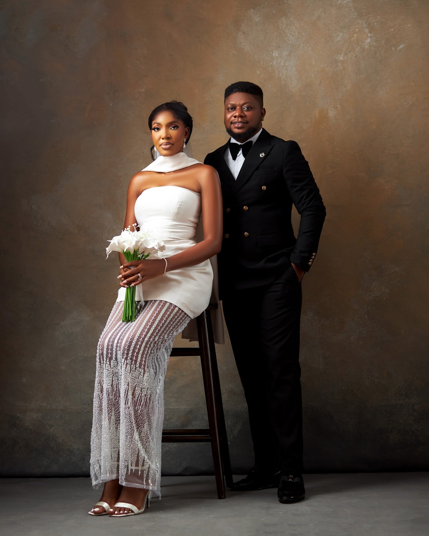 Strapless Column Wedding Dress with Beaded Skirt