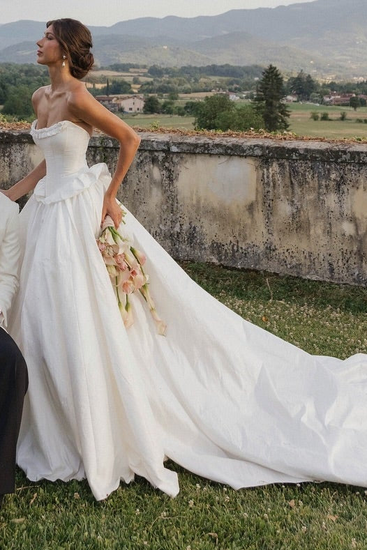 Strapless Corset Wedding Dress with Cathedral Train