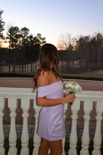 Off-the-Shoulder Crossover Mini Dress